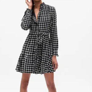 Black Plaid Tiered Mini Dress